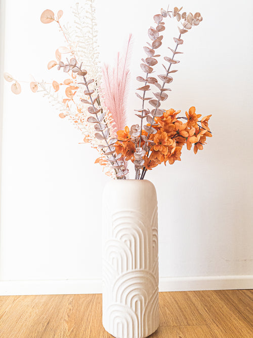 Trockenblumen Arrangement mit Vase Apricot | Komplettes Deko-Set