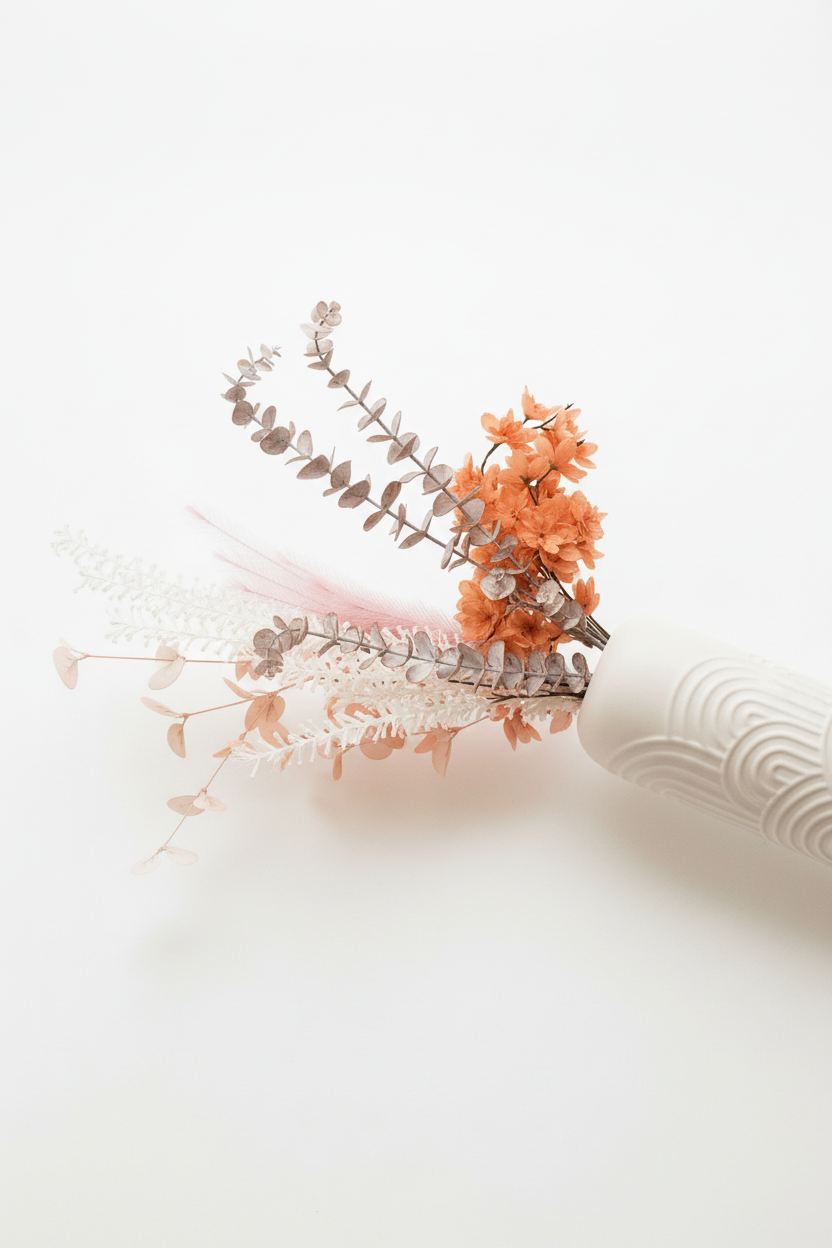 Trockenblumen Arrangement mit Vase Apricot | Komplettes Deko-Set